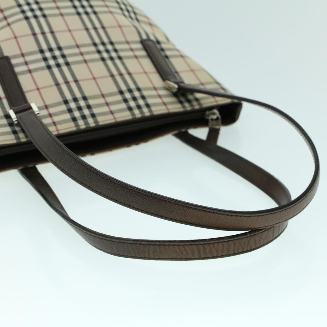Burberry Nova Check Tote Bag Canvas Leather Beige Brown Auth 54021