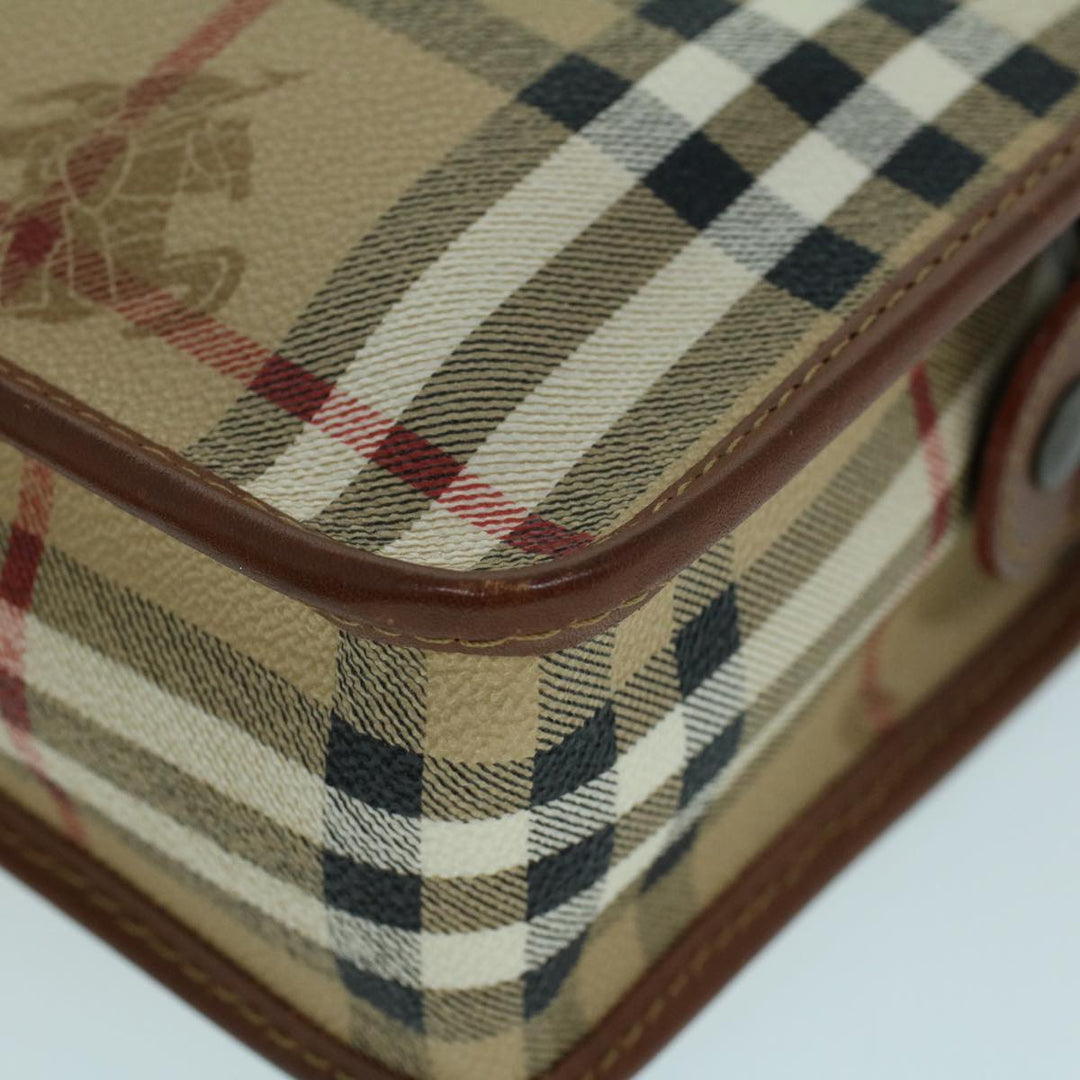 BURBERRY s Nova Check Clutch Bag Pvc Leather Beige Black Auth 54026