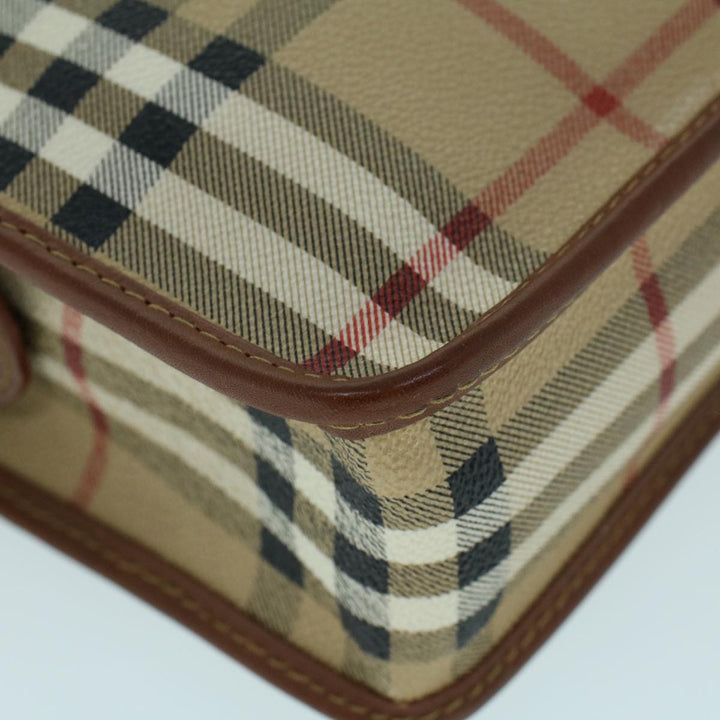 BURBERRY s Nova Check Clutch Bag Pvc Leather Beige Black Auth 54026