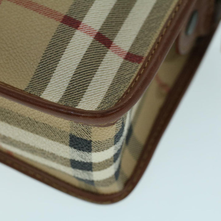 BURBERRY s Nova Check Clutch Bag Pvc Leather Beige Black Auth 54026