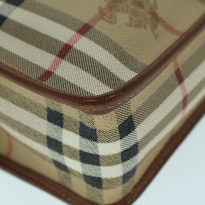 BURBERRY s Nova Check Clutch Bag Pvc Leather Beige Black Auth 54026