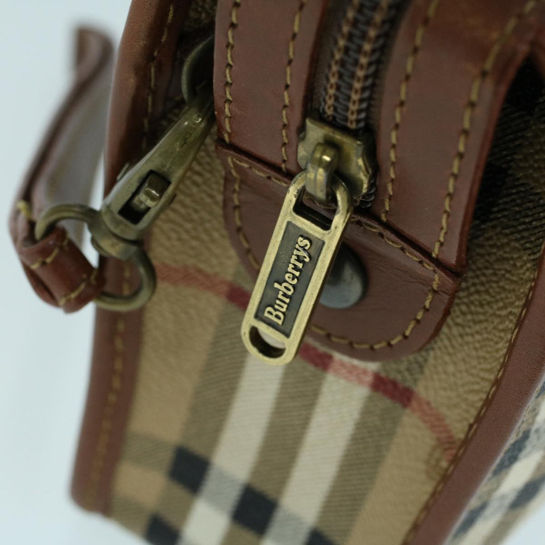 BurberrySs Nova Check Clutch Bag PVC Leather Beige Black Auth 54026