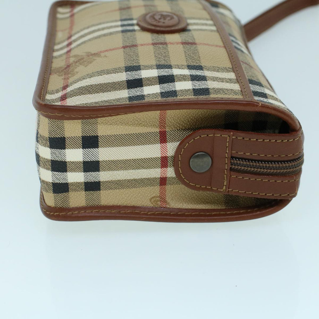 BURBERRY s Nova Check Clutch Bag Pvc Leather Beige Black Auth 54026