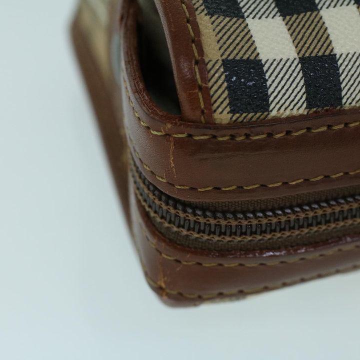 BURBERRY s Nova Check Clutch Bag Pvc Leather Beige Black Auth 54026