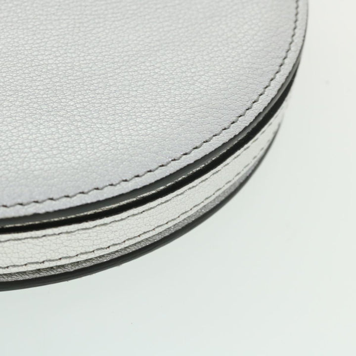 Burberry Olympia Chain Shoulder Bag Leather Silver Auth 54029
