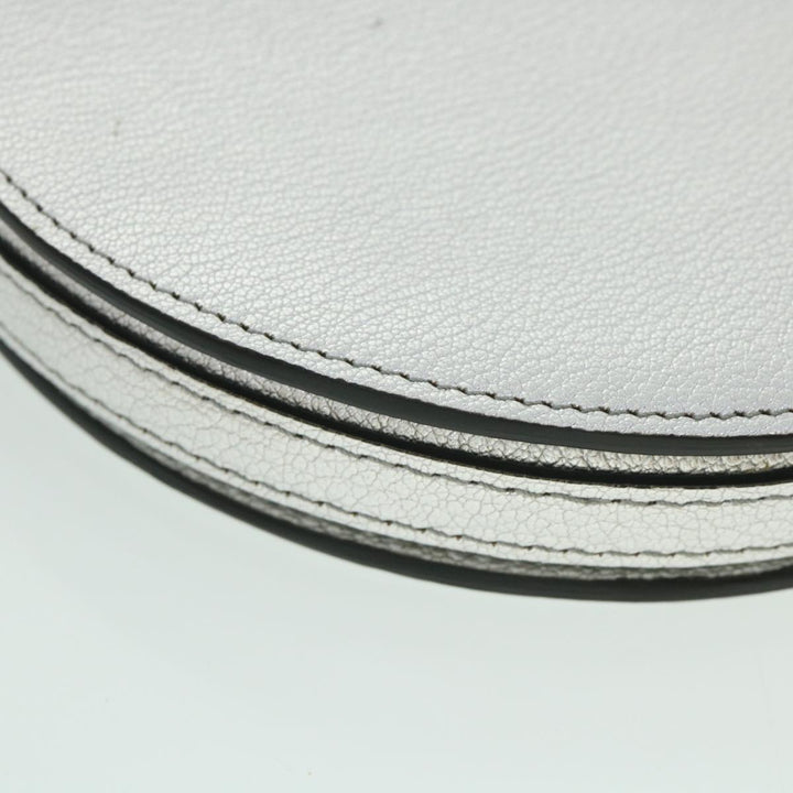 Burberry Olympia Chain Shoulder Bag Leather Silver Auth 54029
