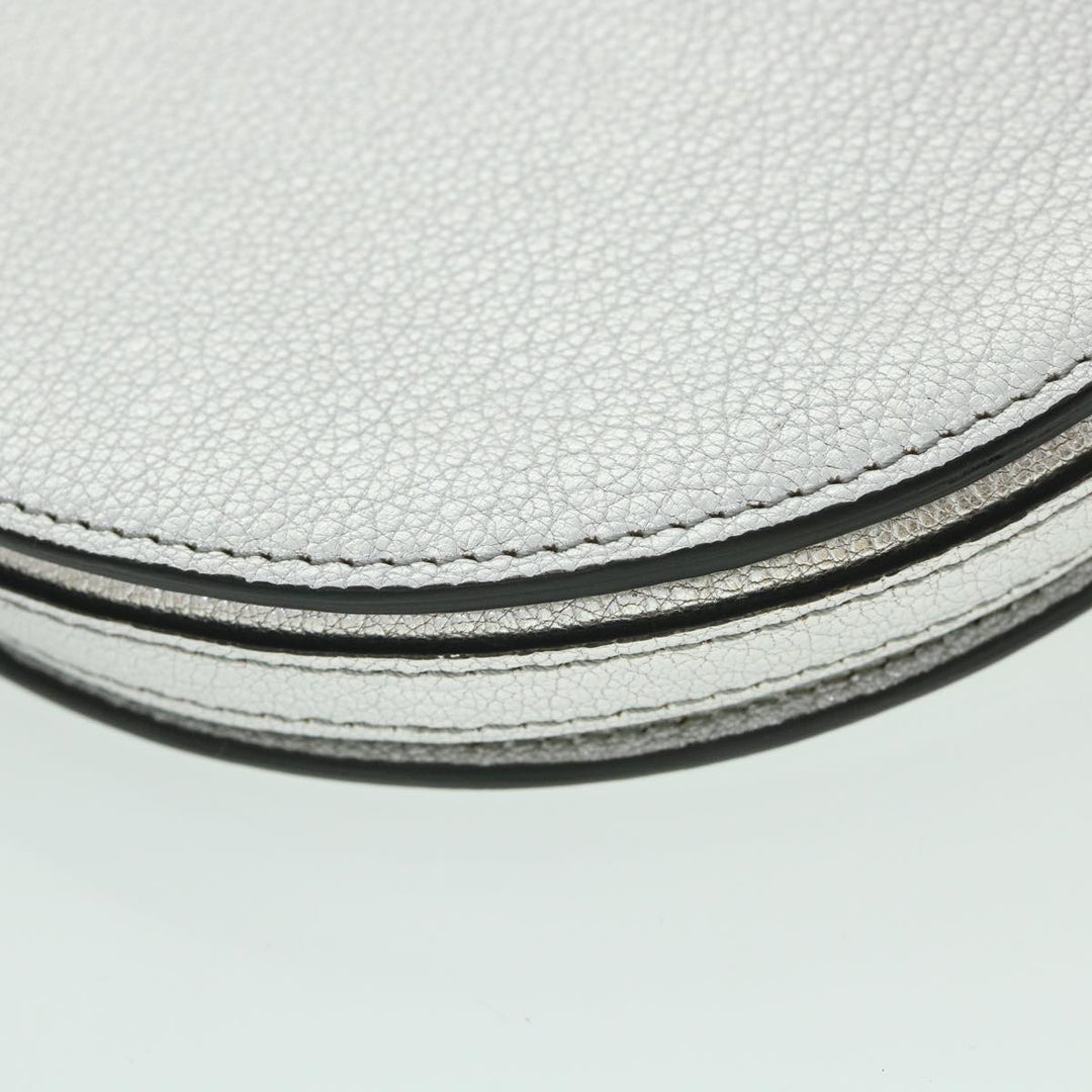 Burberry Olympia Chain Shoulder Bag Leather Silver Auth 54029
