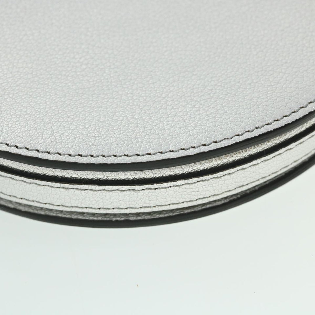 Burberry Olympia Chain Shoulder Bag Leather Silver Auth 54029