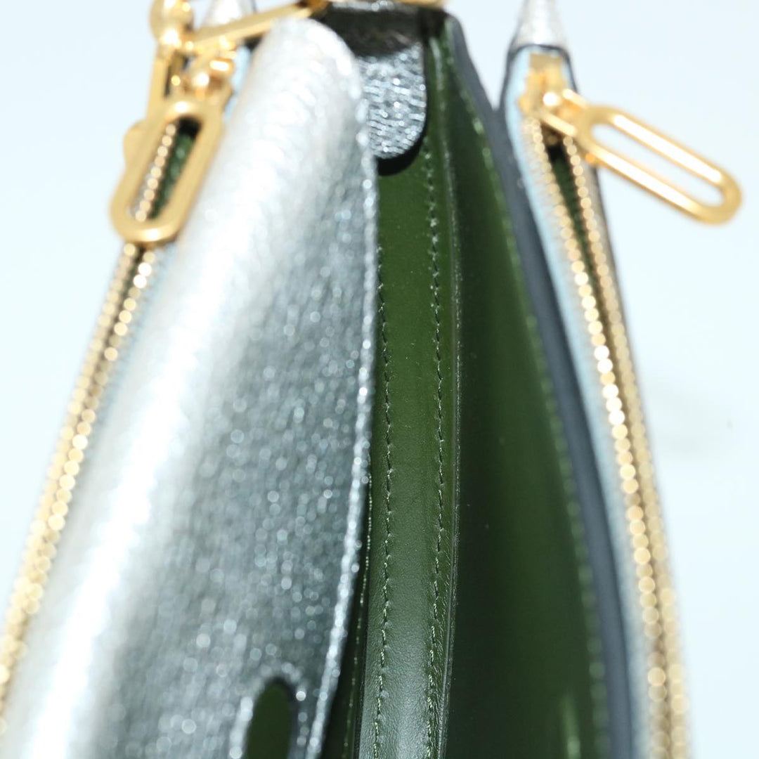 Burberry Olympia Chain Shoulder Bag Leather Silver Auth 54029