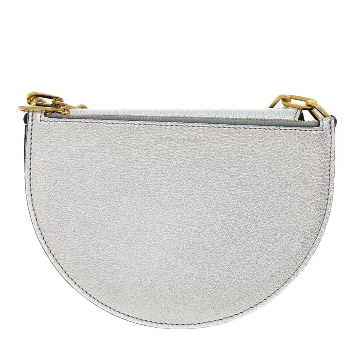 Burberry Olympia Chain Shoulder Bag Leather Silver Auth 54029