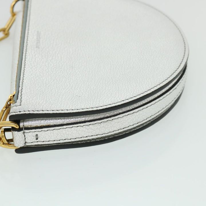 Burberry Olympia Chain Shoulder Bag Leather Silver Auth 54029