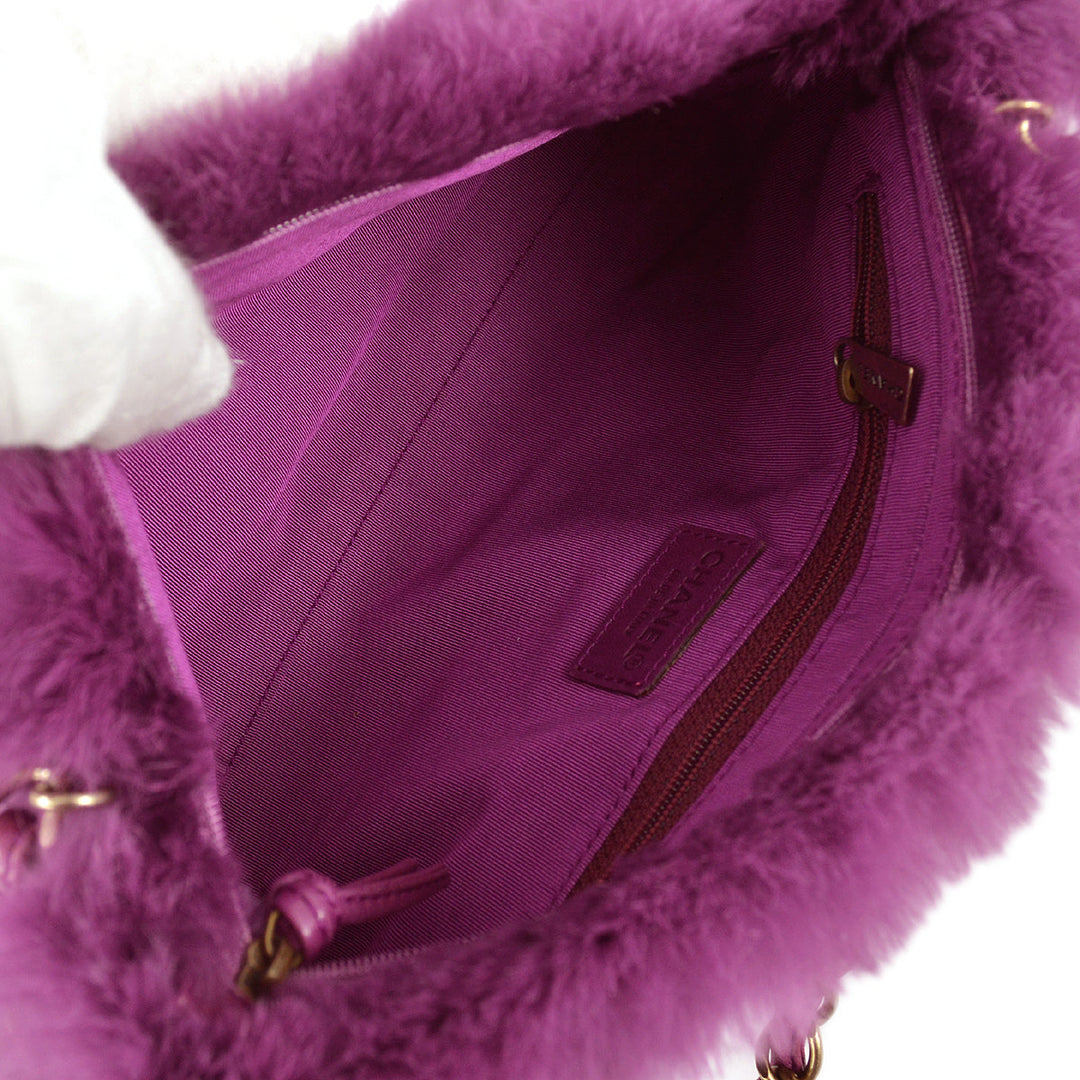 Top Quality Chanel 2000-2001 Purple Fur Chain Shoulder Bag