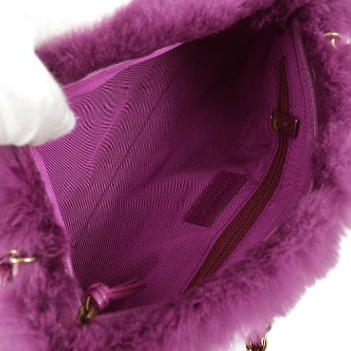 Top Quality Chanel 2000-2001 Purple Fur Chain Shoulder Bag