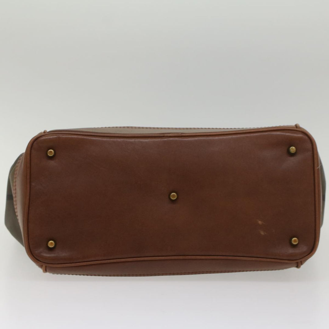 BURBERRY Nova Check Blue Label Shoulder Bag Pvc Leather Brown Auth 54109