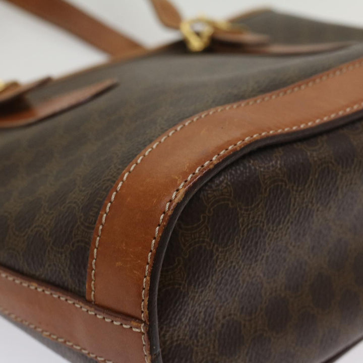 Celine Macadam Canvas Shoulder Bag PVC Leather Brown  54110