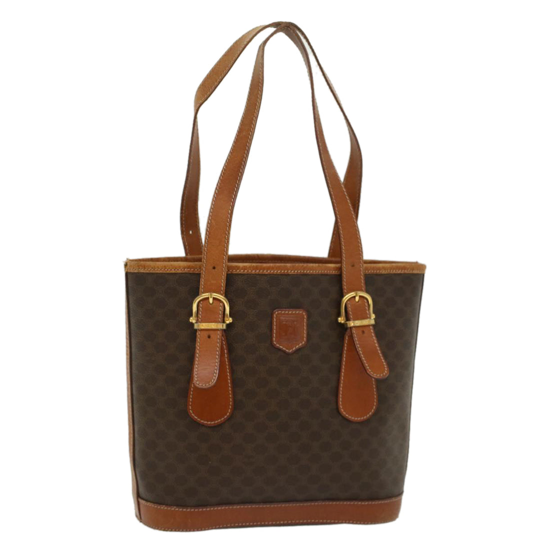 Celine Macadam Canvas Shoulder Bag PVC Leather Brown  54110