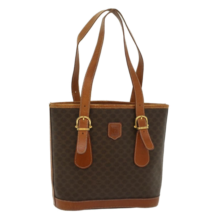 Celine Macadam Canvas Shoulder Bag PVC Leather Brown  54110