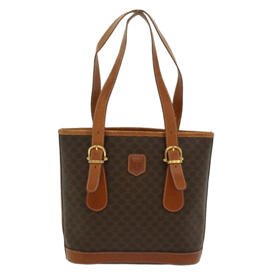 Celine Macadam Canvas Shoulder Bag PVC Leather Brown  54110