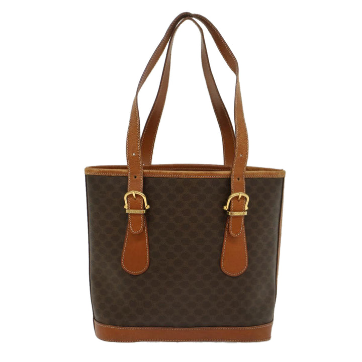Celine Macadam Canvas Shoulder Bag PVC Leather Brown  54110