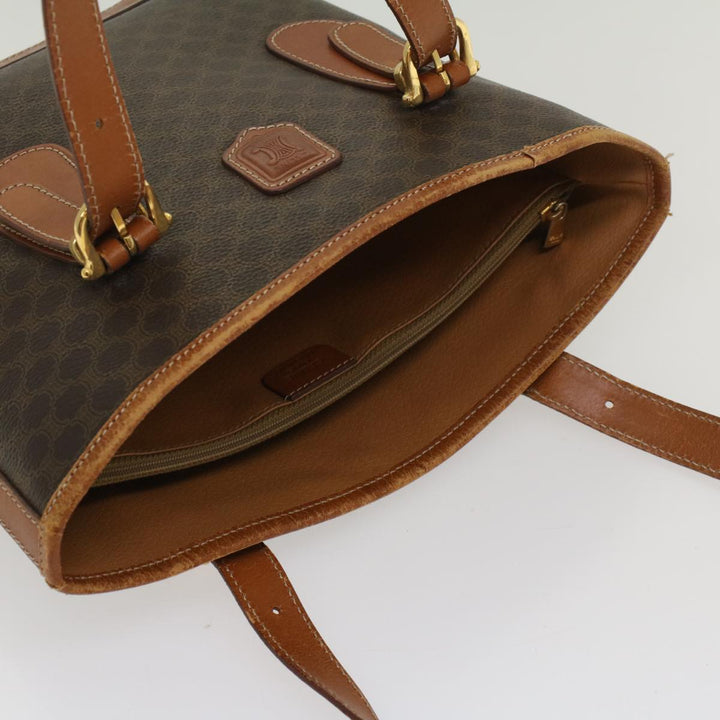 Celine Macadam Canvas Shoulder Bag PVC Leather Brown  54110