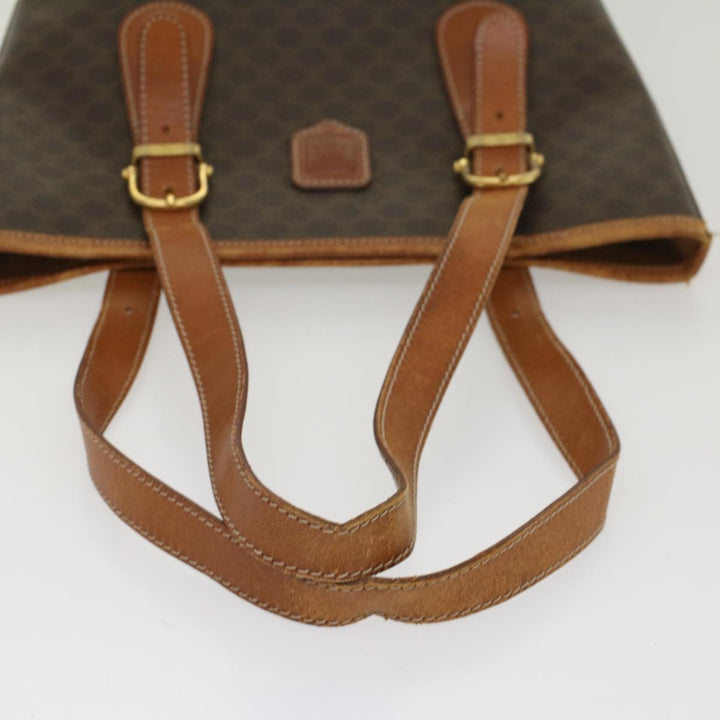 Celine Macadam Canvas Shoulder Bag PVC Leather Brown  54110