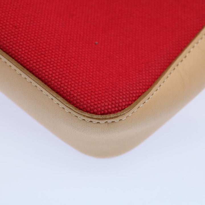Burberry Shoulder Bag Canvas Leather Beige Red Auth 54143