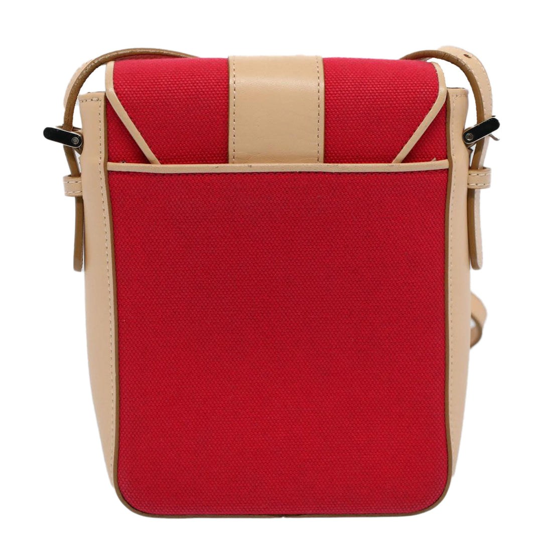 Burberry Shoulder Bag Canvas Leather Beige Red Auth 54143