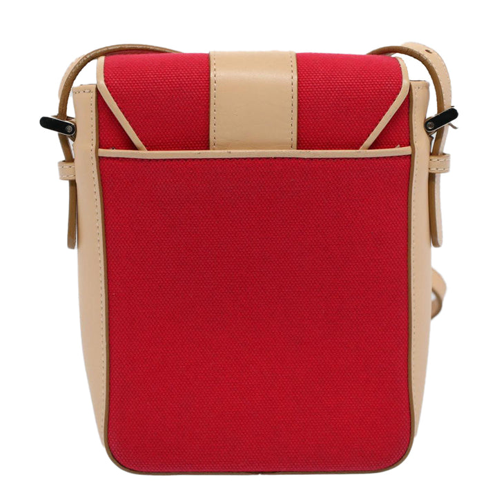 Burberry Shoulder Bag Canvas Leather Beige Red Auth 54143