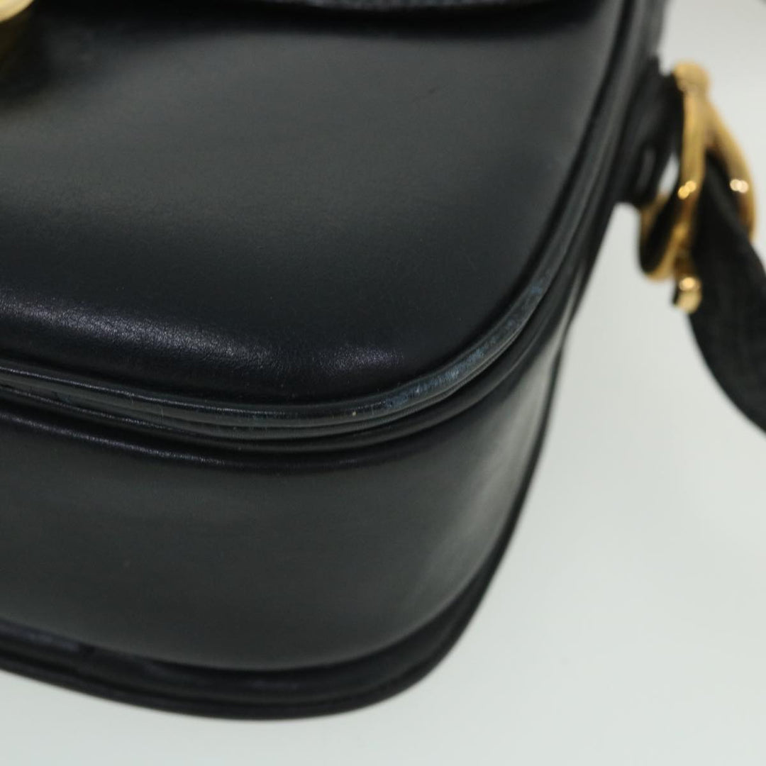 Celine Shoulder Bag Leather Black Auth 54184