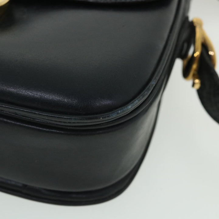 Celine Shoulder Bag Leather Black Auth 54184
