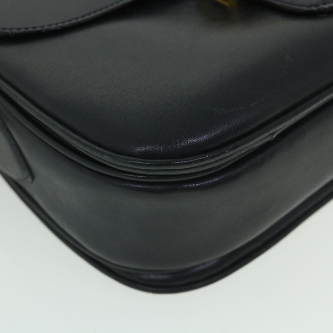Celine Shoulder Bag Leather Black Auth 54184
