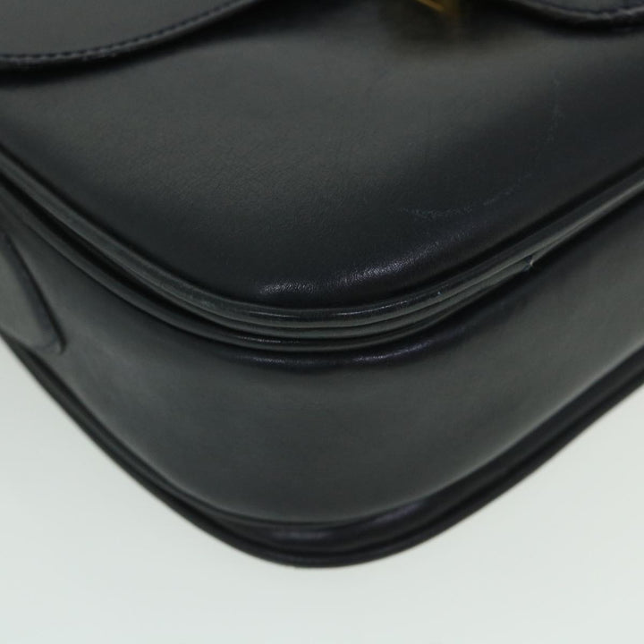 Celine Shoulder Bag Leather Black Auth 54184