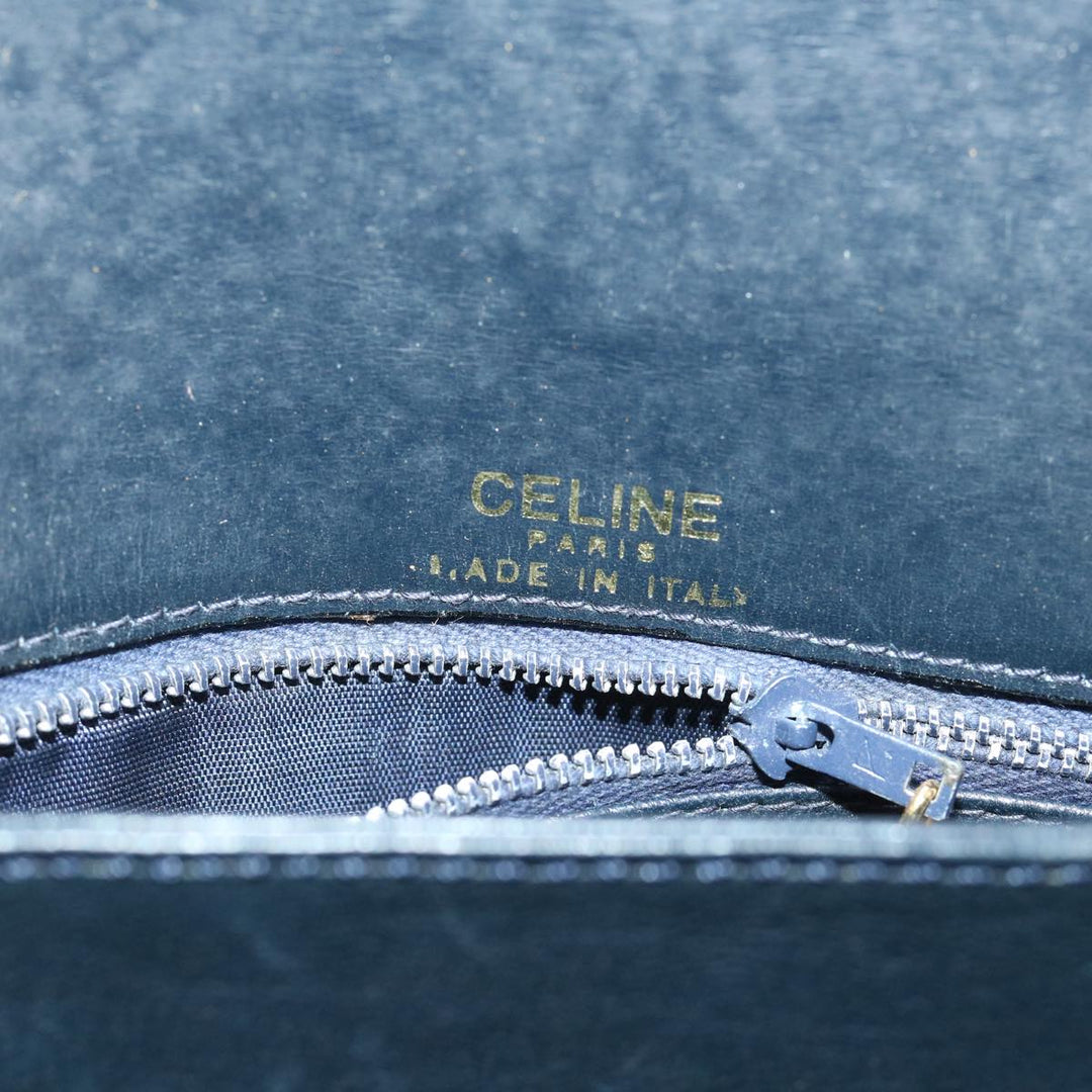 Celine Shoulder Bag Leather Black Auth 54184