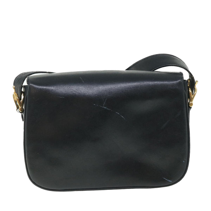 Celine Shoulder Bag Leather Black Auth 54184