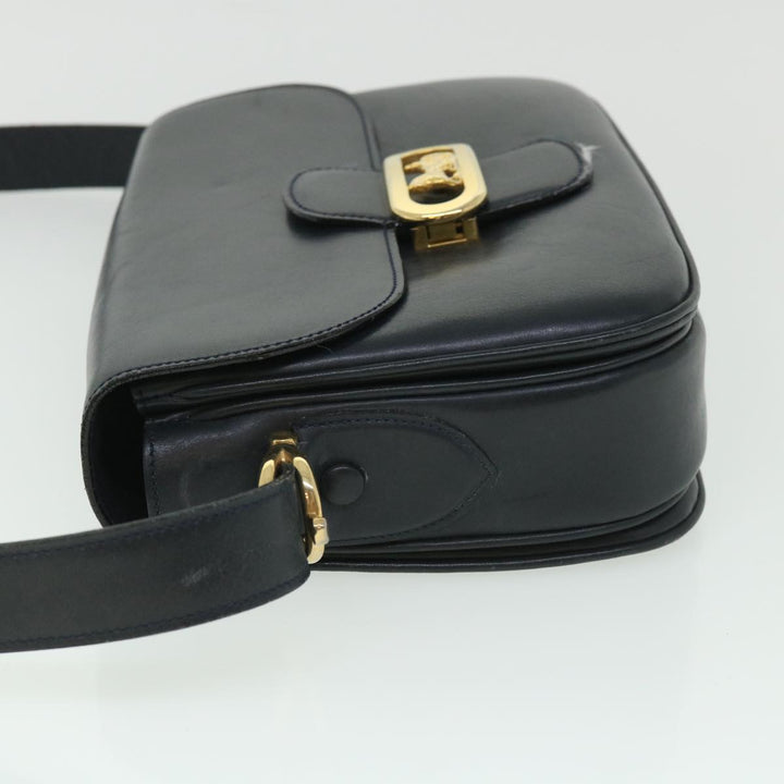 Celine Shoulder Bag Leather Black Auth 54184