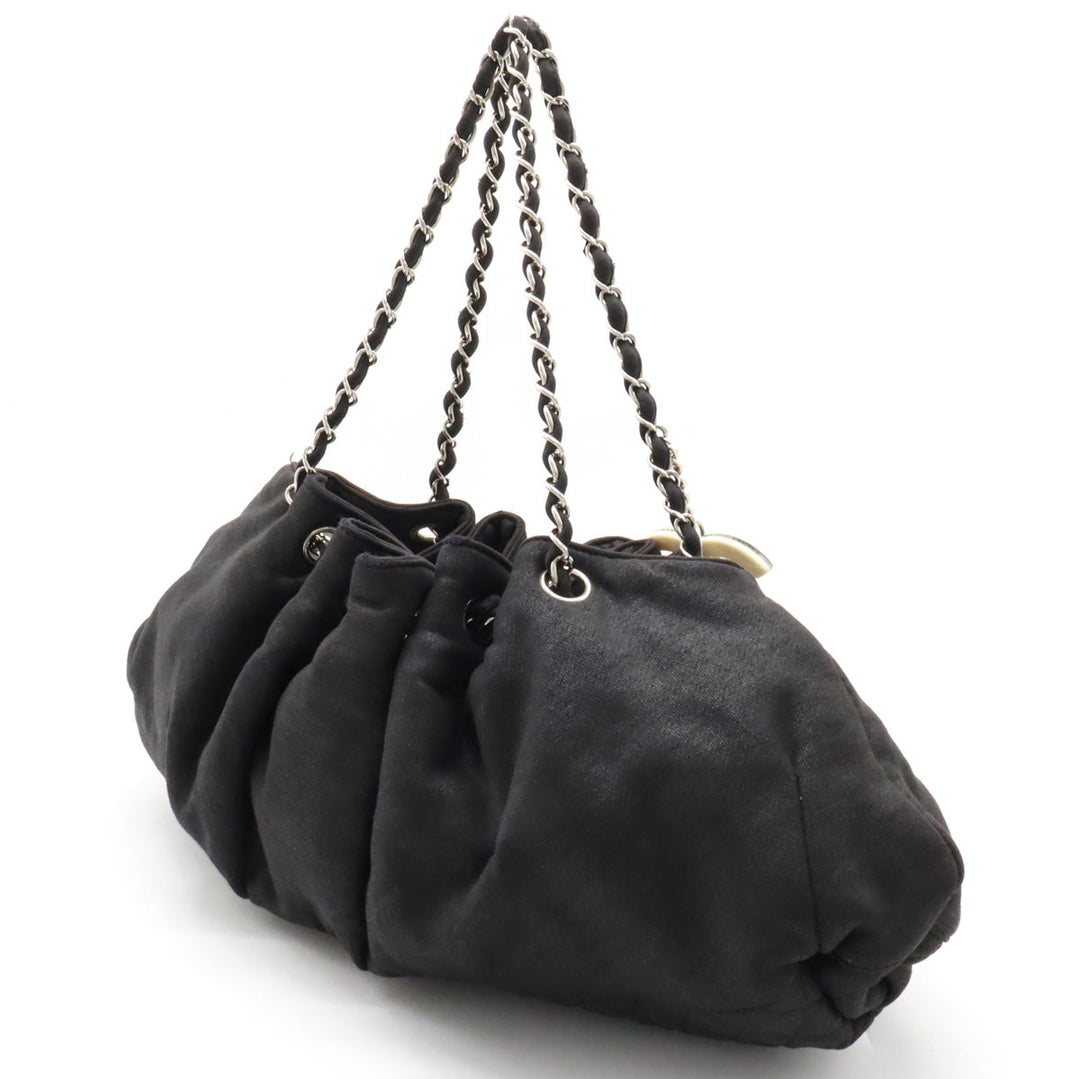 Top Quality Chanel Top Quality Chanel Cocomark Melrose Carpet Mattress Chain Shoulder Bag Cotton Jacket Black Black Silver  A37056