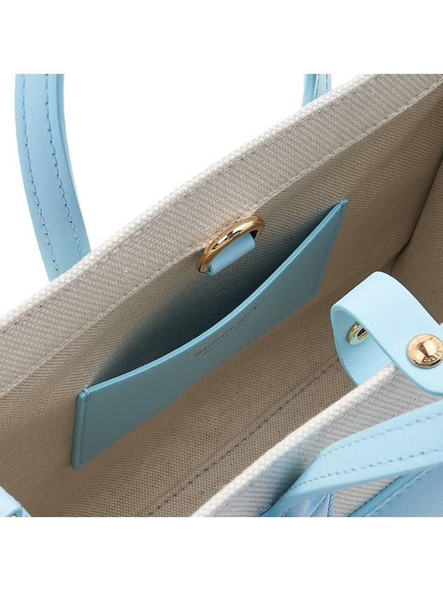 Burberry Logo Freya Mini Tote Bag Sky Blue Beige
