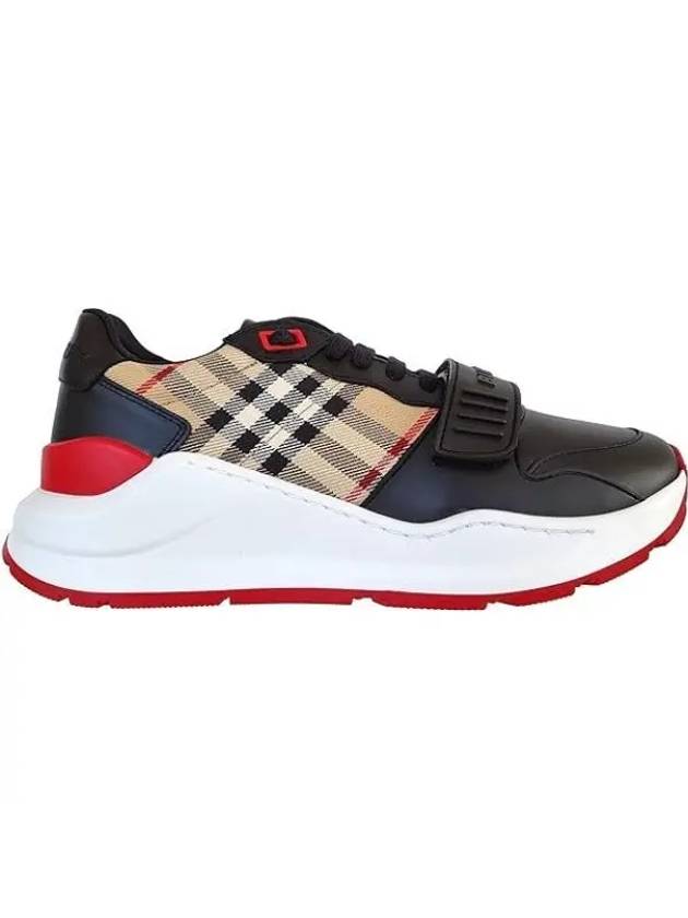 Burberry Vintage Check Leather Low Top Sneakers Black