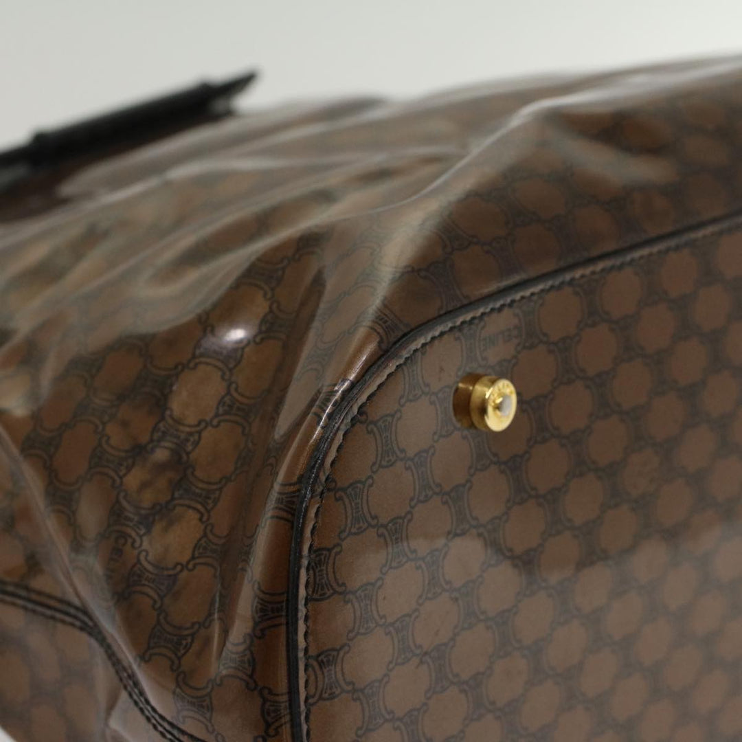 Celine Macadam Canvas Hand Bag Enamel Brown Auth 54378