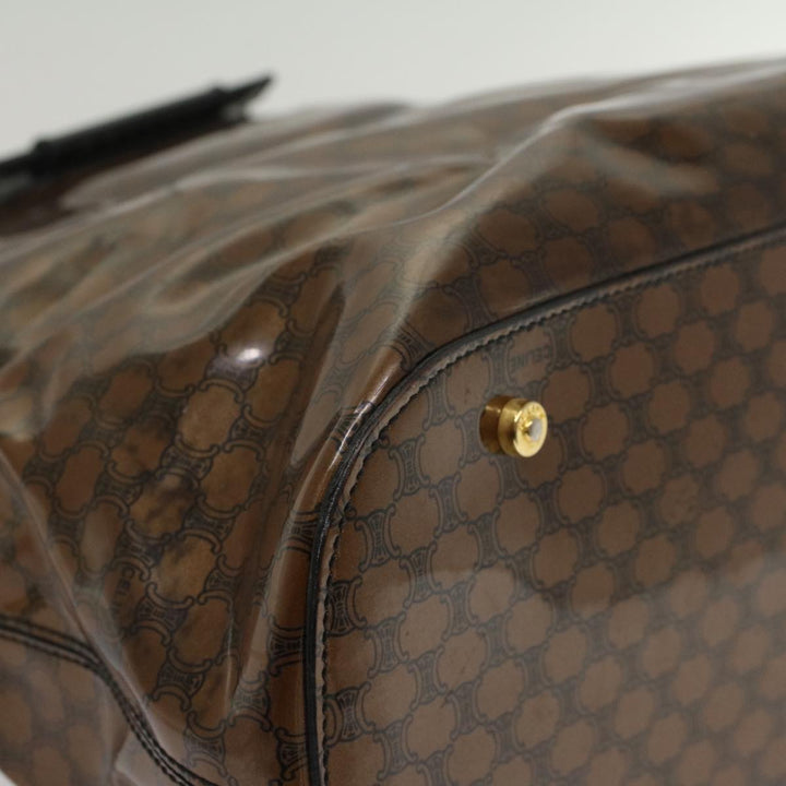 Celine Macadam Canvas Hand Bag Enamel Brown Auth 54378