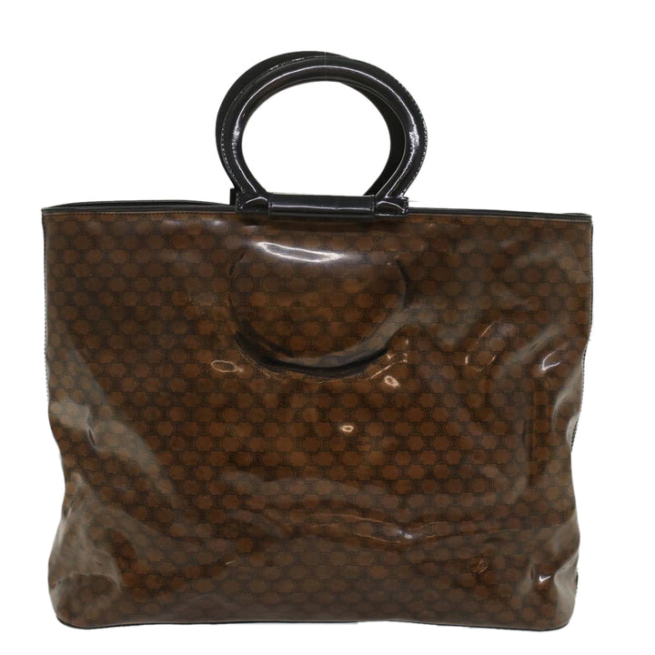 Celine Macadam Canvas Hand Bag Enamel Brown Auth 54378