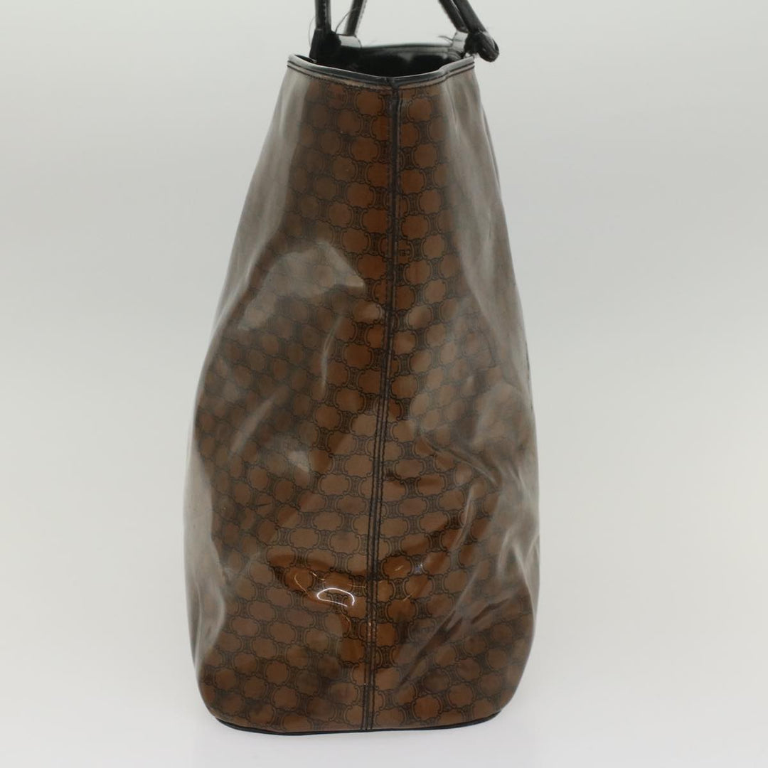 Celine Macadam Canvas Hand Bag Enamel Brown Auth 54378