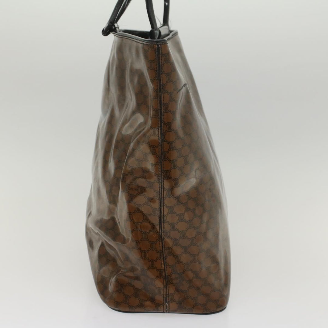 Celine Macadam Canvas Hand Bag Enamel Brown Auth 54378