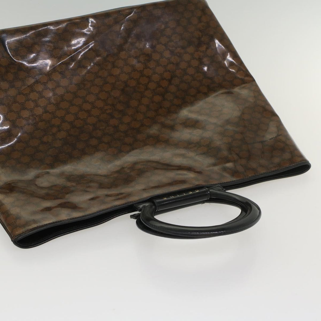 Celine Macadam Canvas Hand Bag Enamel Brown Auth 54378
