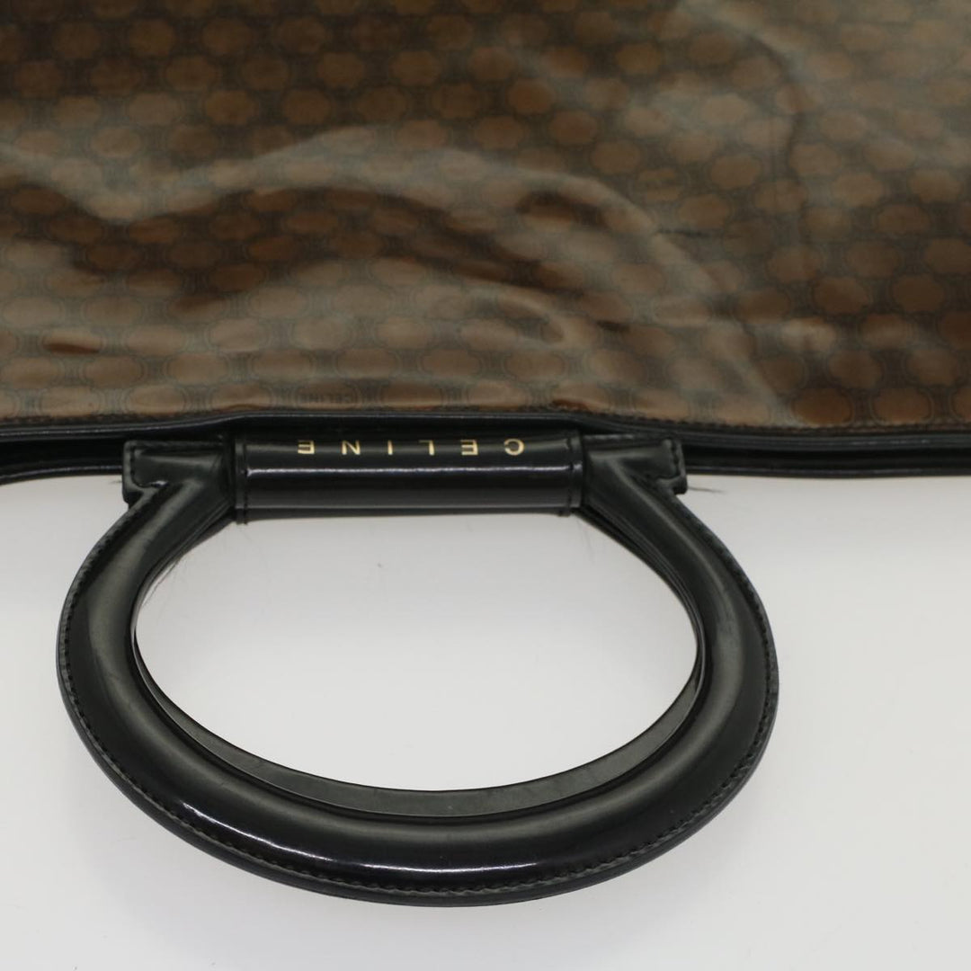 Celine Macadam Canvas Hand Bag Enamel Brown Auth 54378