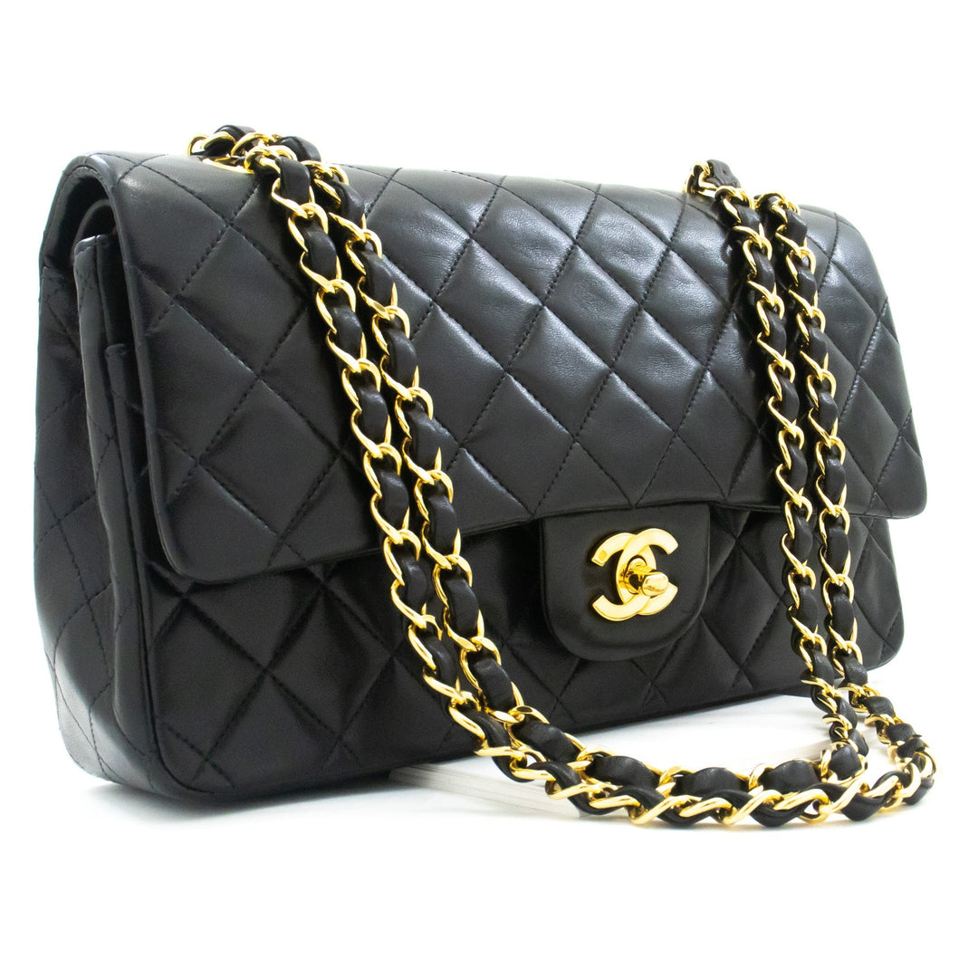 Top Quality Chanel Classic Double New 10" Chain Shoulder Bag Black Lambskin