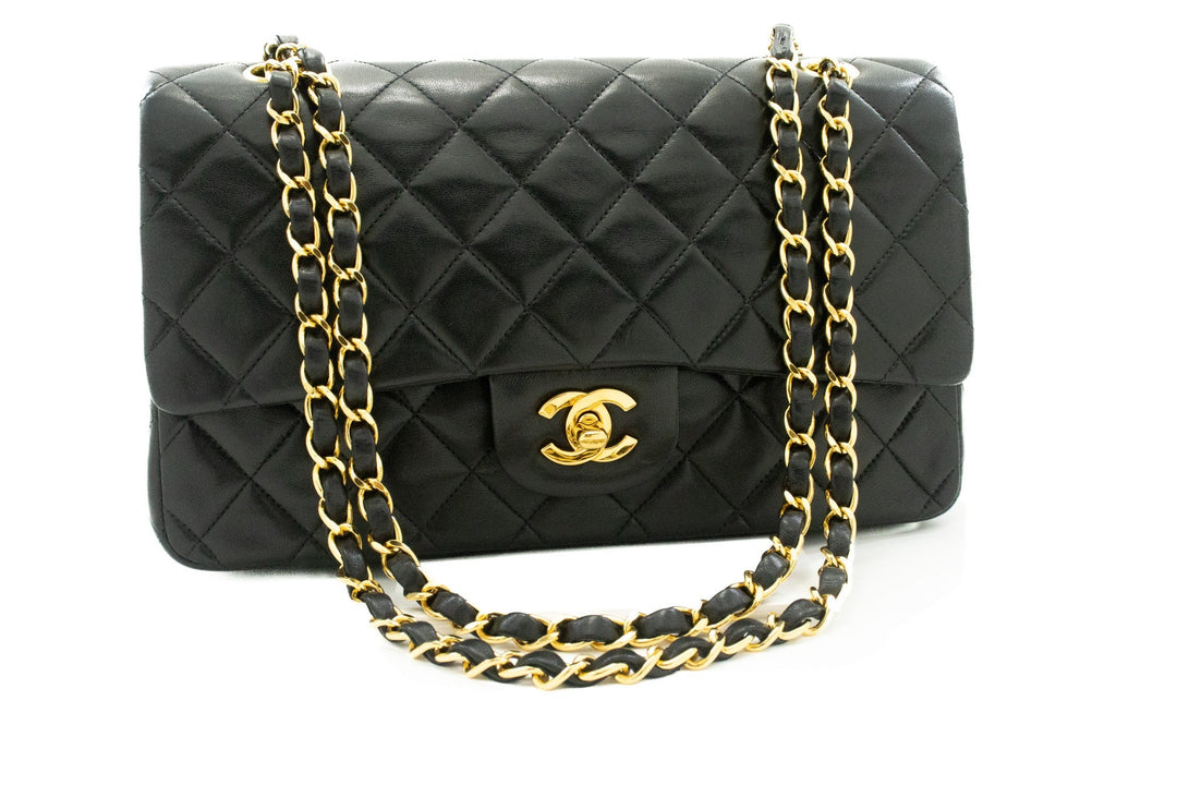 Top Quality Chanel Classic Double New 10" Chain Shoulder Bag Black Lambskin