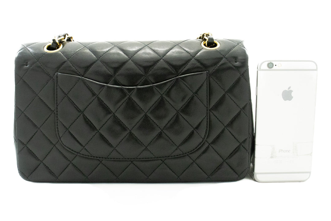 Top Quality Chanel Classic Double New 10" Chain Shoulder Bag Black Lambskin