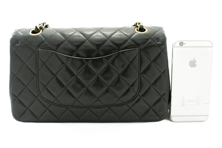 Top Quality Chanel Classic Double New 10" Chain Shoulder Bag Black Lambskin