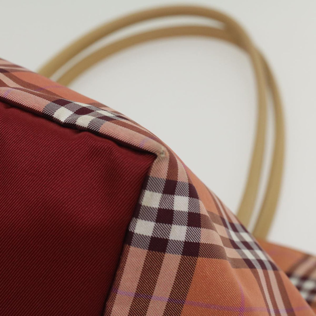 BURBERRY Nova Check Tote Bag Nylon Leather Red Beige Black Auth 54466
